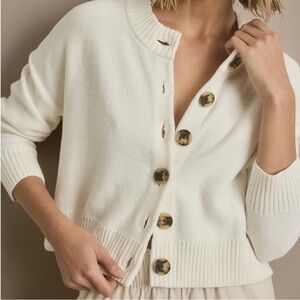 QUINCE 100% Organic Cotton Cropped Cardigan Ivory in Small
